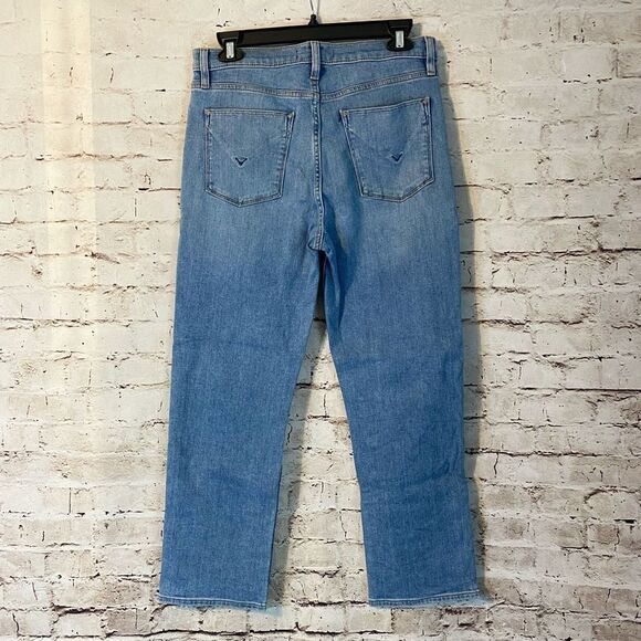 Hudson Womens Blue Stretch Denim Barbara Straight Crop Distressed Jeans Size 29 - Picture 4 of 8